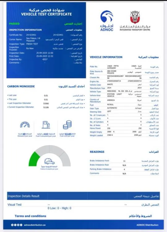 مرسيدس بنز ML Class 2014 for Sale in أبو ظبي Image-11